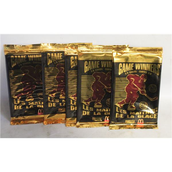 5 SEALED 1995 PINNACLE HOCKEY GAME WINNERS