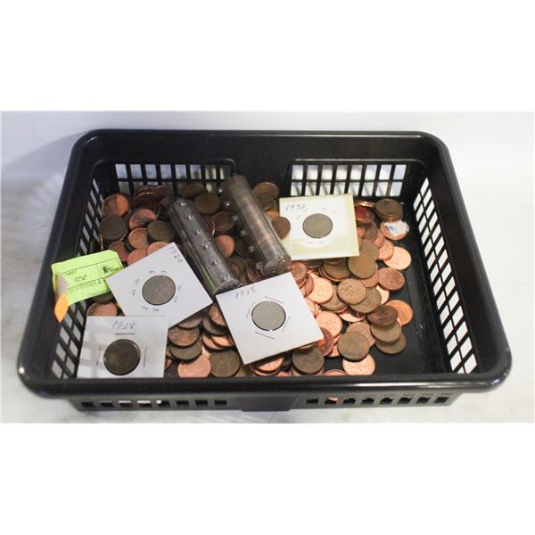 LARGE TRAY OF PENNIES & ROLLS