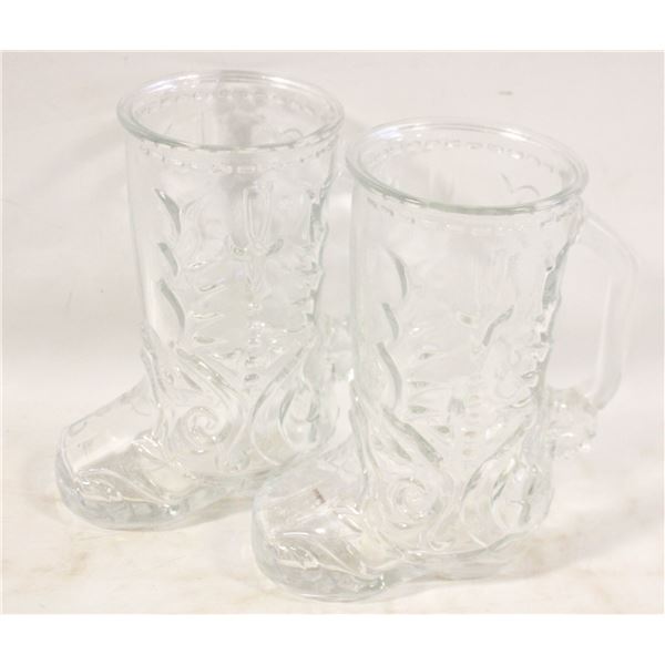 VINTAGE GLASS COWBOY BOOT MUG