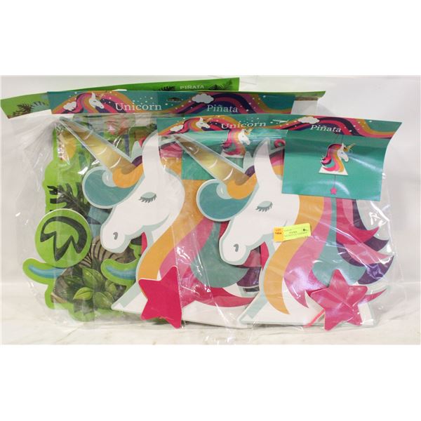 2 UNICORN PINATA & 2 DINOMITE PINATA