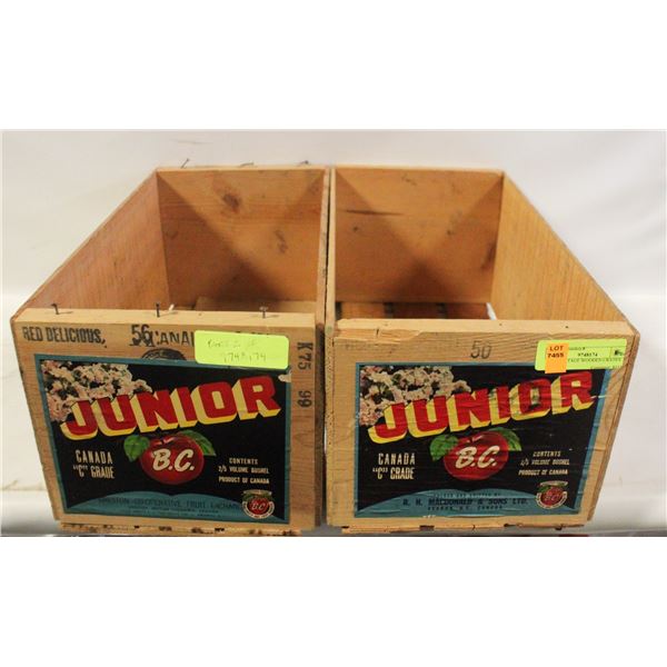 TWO VINTAGE WOODEN CRATES