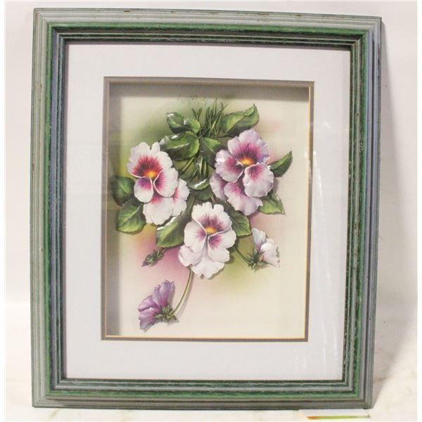 3D FLORAL WALL ART MATTED FRAMED 16"X14"