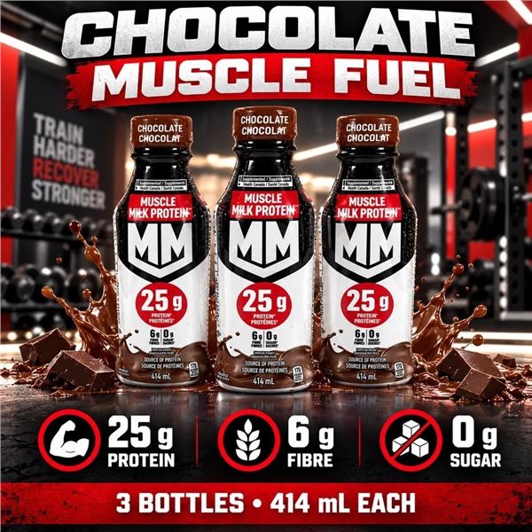 3 MUSCLE MILK CHOCOLATE PROTEIN SHAKES BB 06/26