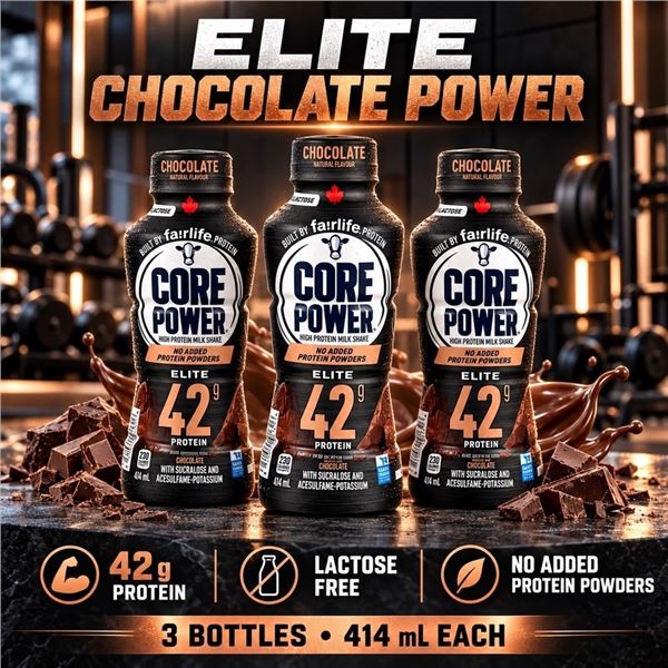 3 CORE POWER ELITE CHOCOLATE SHAKES BB 07/26