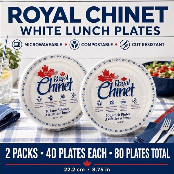 2 ROYAL CHINET LUNCH PLATES 80 TOTAL