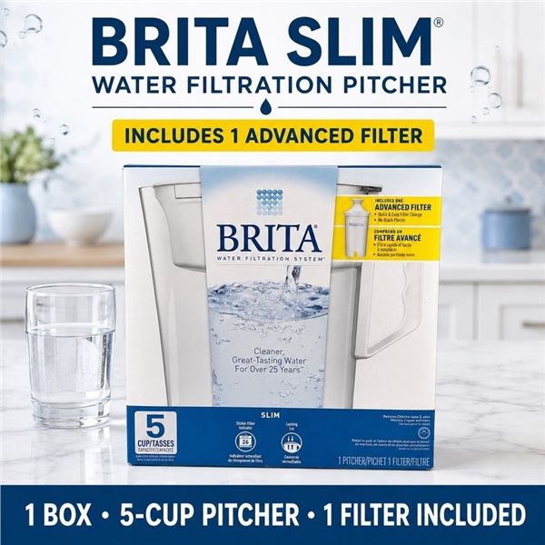 NEW BRITA SLIM 5-CUP WATER FILTER PITCHER