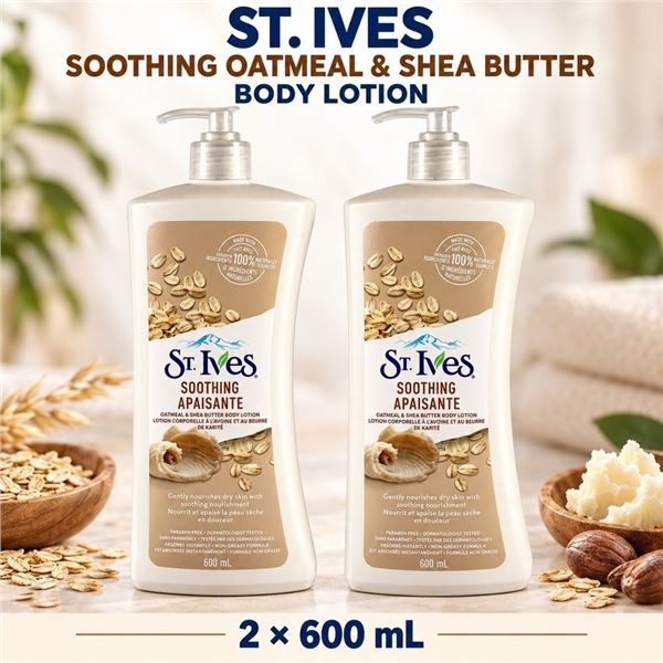2 ST. IVES OATMEAL & SHEA BUTTER LOTION 600ML