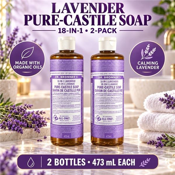 2 DR. BRONNER'S LAVENDER CASTILE SOAP 473ML