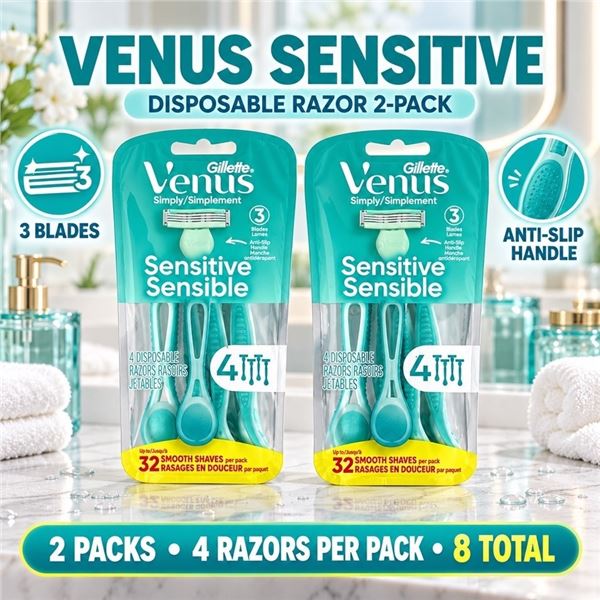 2 VENUS SENSITIVE 4-PACK RAZORS 8 TOTAL