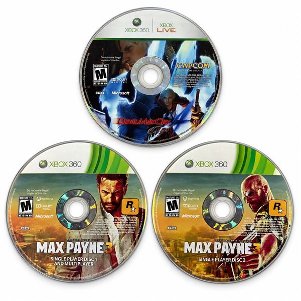 XBOX 360 DEVIL MAY CRY 4 MAX PAYNE 3 DISC-ONLY