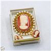Image 1 : GOLD-TONE CAMEO JEWELRY SET