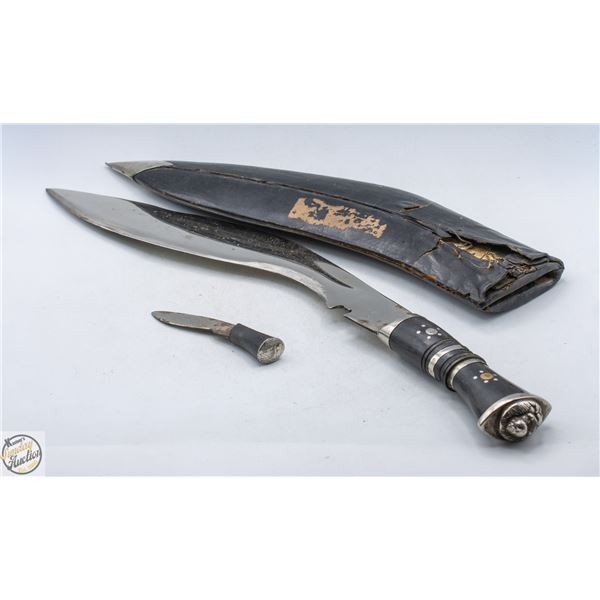 KUKRI KNIFE WITH SCABBARD AND MINI KNIFE