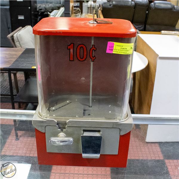 VINTAGE 10 CENT CANDY DISPENSER WITH KEYS