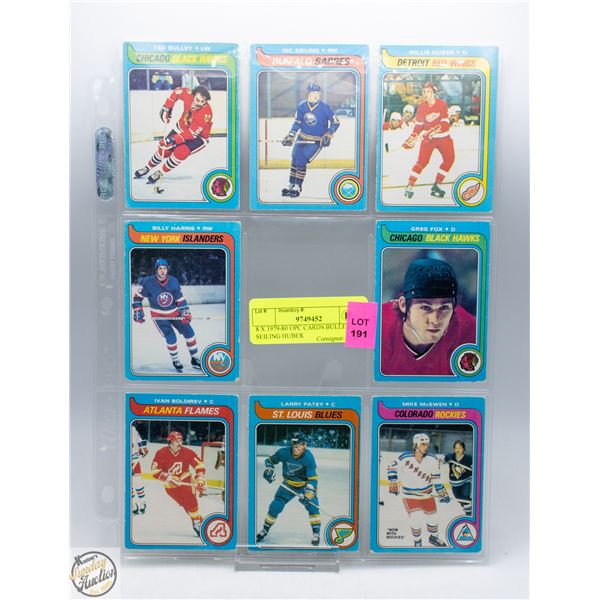 8 X 1979-80 OPC CARDS BULLEY SEILING HUBER