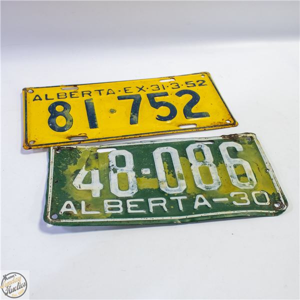 ESTATE (X2) VINTAGE ALBERTA LICENSE