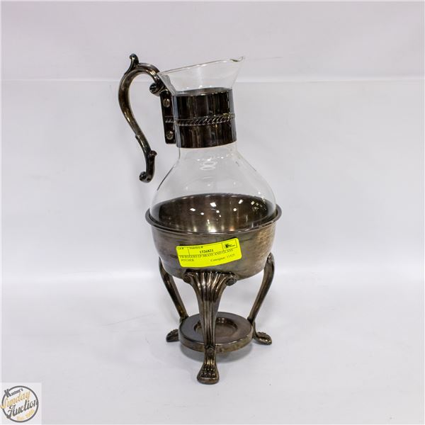 FB ROGERS EP BRASS AND GLASS PITCHER
