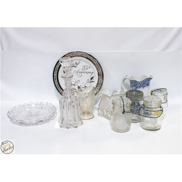 LOT OF ESTATE HOUSE GLASSWARE DECOR AND MORE