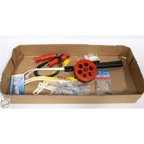 FLAT WITH FISHING AND ICE FISHING TACKLE AND