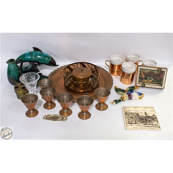 LOT OF ESTATE COPPER CRAFT AND MORE