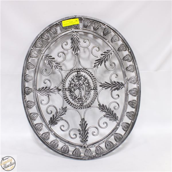 ORNATE METAL PALM TREE W/LEAF+SCROLLWORK