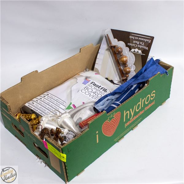 BOX WITH SET OF 2 WOOD CURTAIN TIE BACKS, TIE