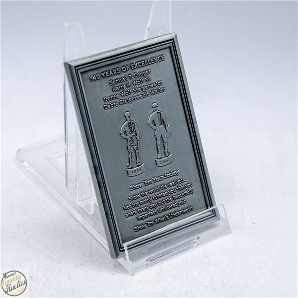 JOCKEY 140TH ANNIVERSARY METAL FLAT COLLECTIBLE