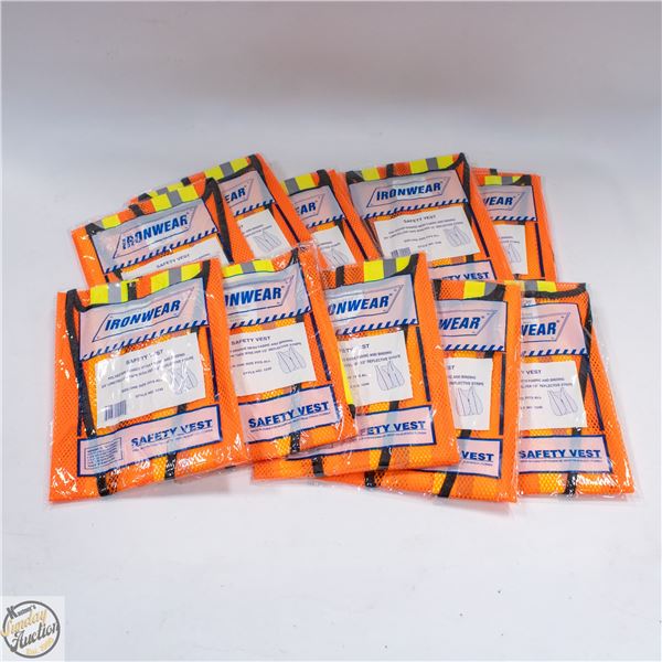 BUNDLE OF 10 NEW HI-VIZ SAFETY VESTS ALL TOGETHER