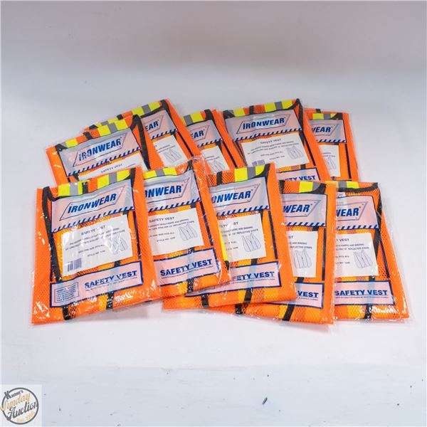 BUNDLE OF 10 NEW HI-VIZ SAFETY VESTS ALL TOGETHER