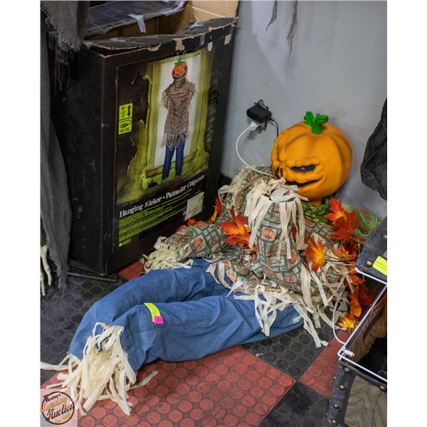 HANGING ANIMATED KICKING SCARECROW HALLOWEEN