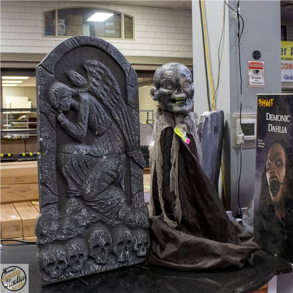 FOAM TOMBSTONE SOLD WITH ANIMATED GHOUL DECOR