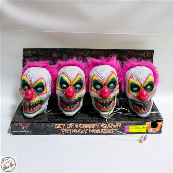 SET OF 4 CREEPY CLOWN PATHWAY MARKERS