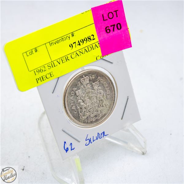 1962 SILVER CANADIAN 50 CENT PIECE