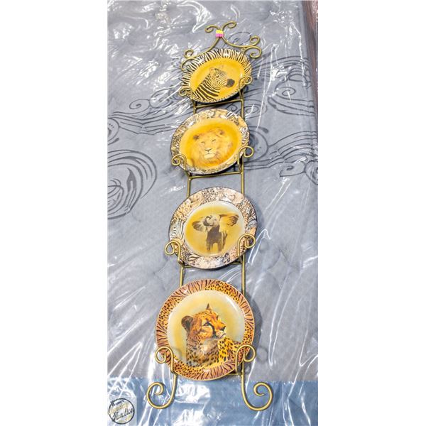 METAL 4 PLATE HOLDER WITH PAINTED PLATES