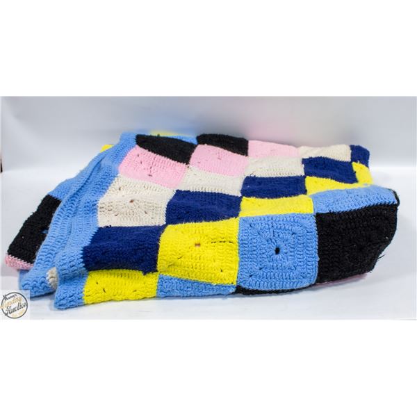 HANDMADE CROCHETED MULTI-COLOUR BED