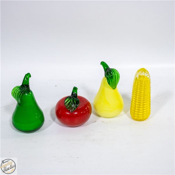 4 GLASS MURANO STYLE FRUIT & VEG