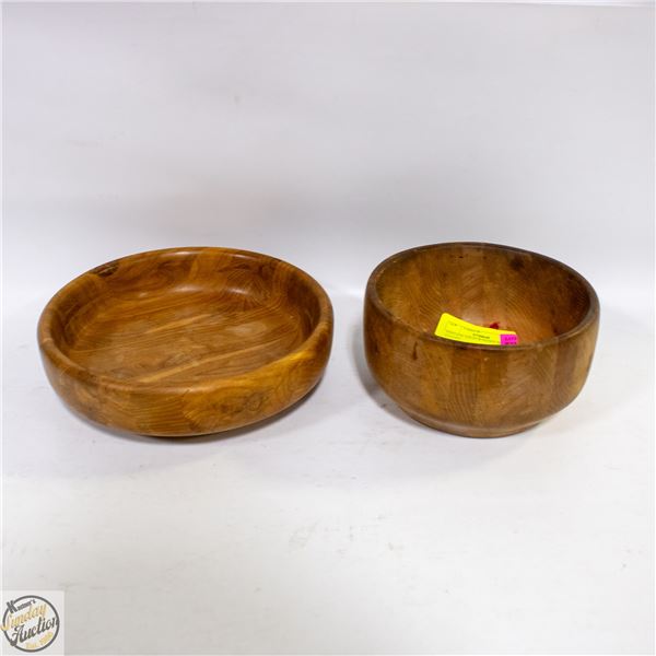 VINTAGE SOLID WOODEN BOWLS STAVED