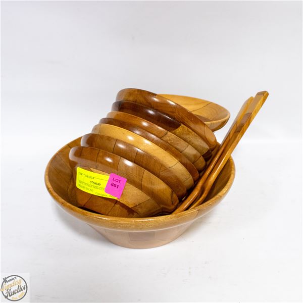 1960’S VINTAGE MID-CENTURY WOODEN SALAD