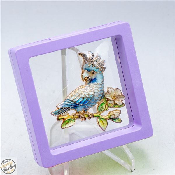 NEW PARROT BROOCH RHINESTONE & ENAMEL