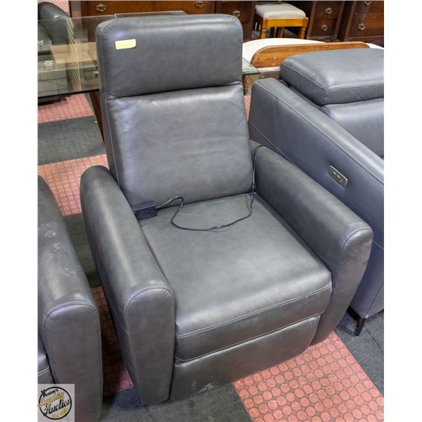 LEATHER RECLINING CHAIR - GREY