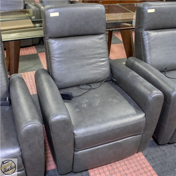 LEATHER RECLINING CHAIR - GREY