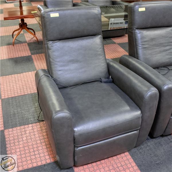 LEATHER RECLINING CHAIR - GREY