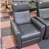 Image 1 : LEATHER RECLINING CHAIR - GREY