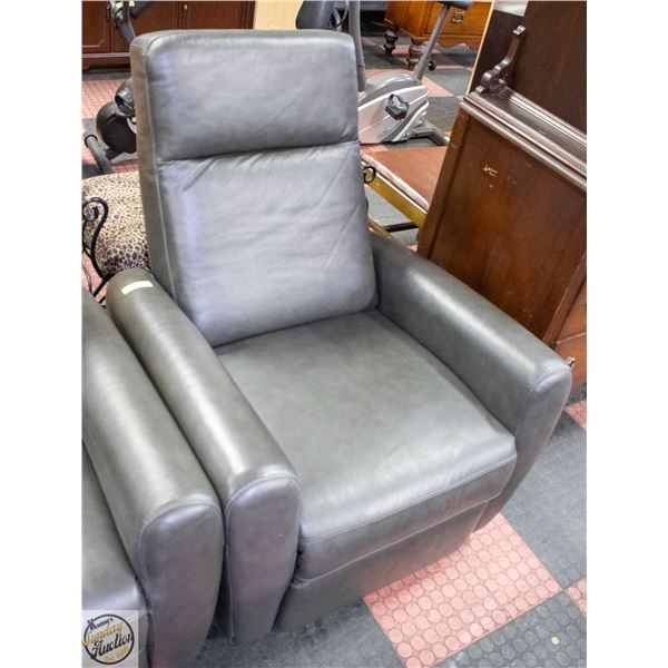 LEATHER RECLINING CHAIR - GREY