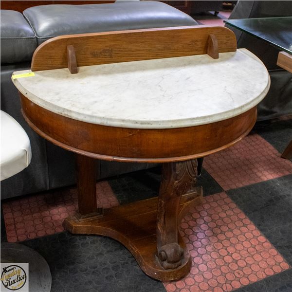 ANTIQUE MARBLE TOP WASHING TABLE 34" X 17" X 31"