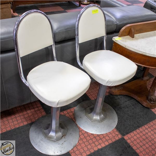PAIR OF VINYL DINER STOOLS
