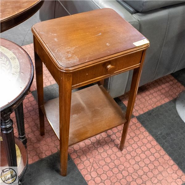 MID CENTURY MODERN PLANT STAND WITH DRAWER