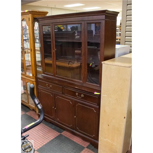 ESTATE 2PC SOLID WOOD CHINA CABINET H-70" W-19"