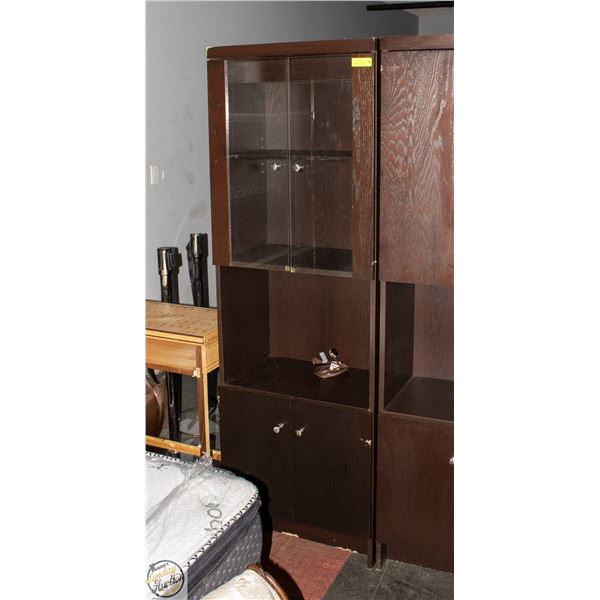 DARK WOOD 5-SHELF STORAGE/DISPLAY CABINET -