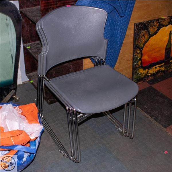 THREE STACKING CHAIRS
