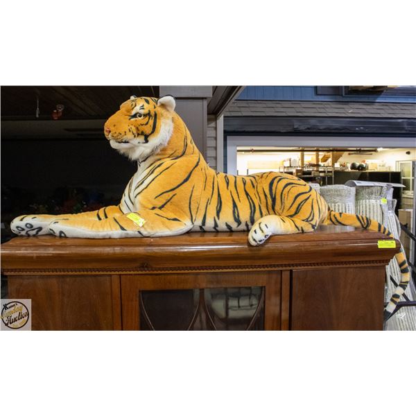 VINTAGE STUFFED PLUSH TIGER H-20" L-46" (TAIL NOT-